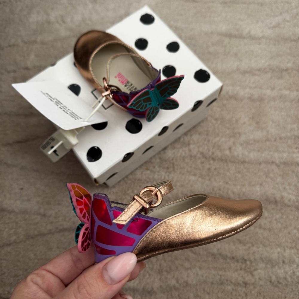 Sophia Webster Mini Chiara Rose Gold Butterfly Sandals Baby Maryjane Slippers